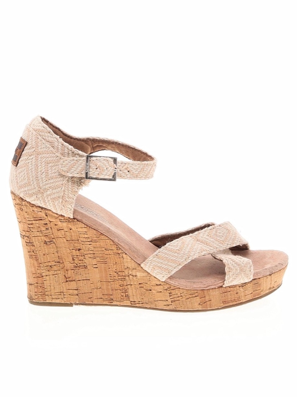 TOMS Sienna Natural Woven Cork Platform Wedge Sandals Size 8